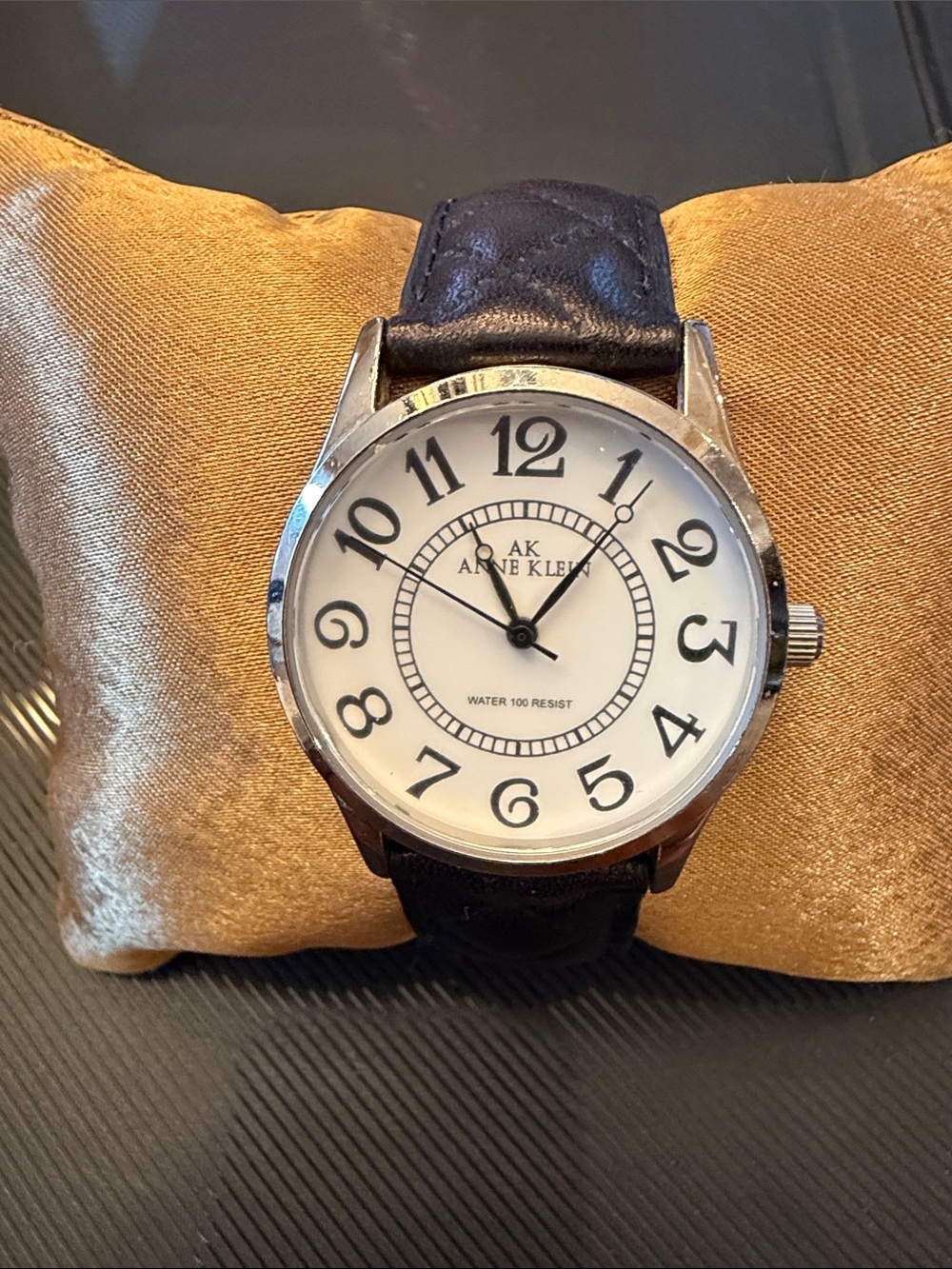 Anne Klein Watch Dial and Michele Black Quilted Leather Strap